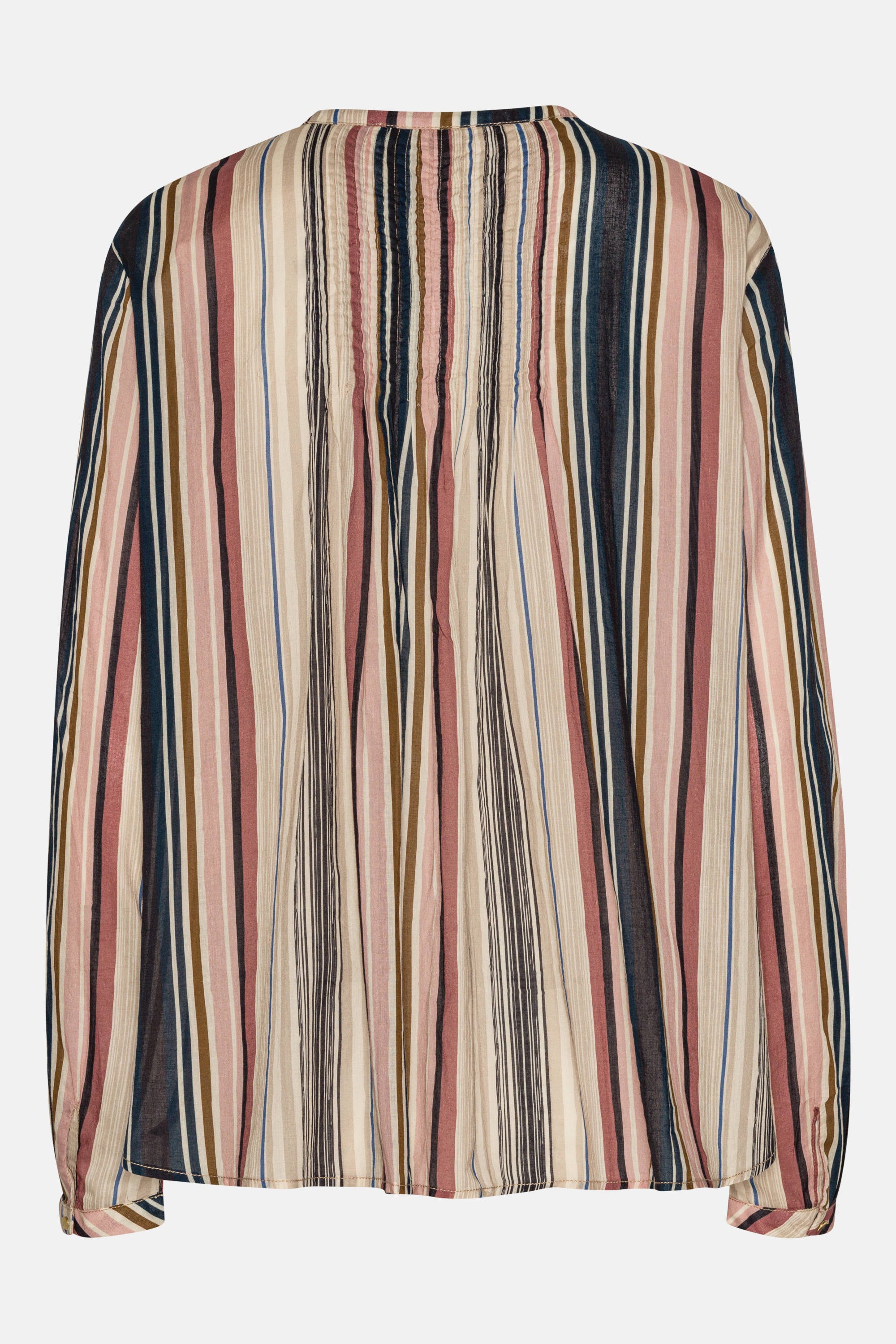 Langärmliges Hemd Pintuck - Beige Organic Stripe